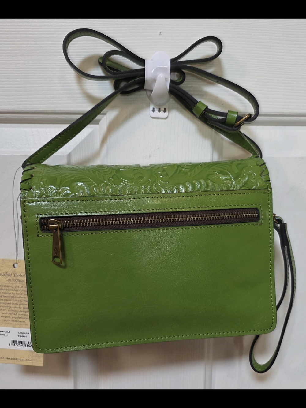 Patricia Nash Green Embossed Leather Crossbody Bag NWT - Picture 2 of 4